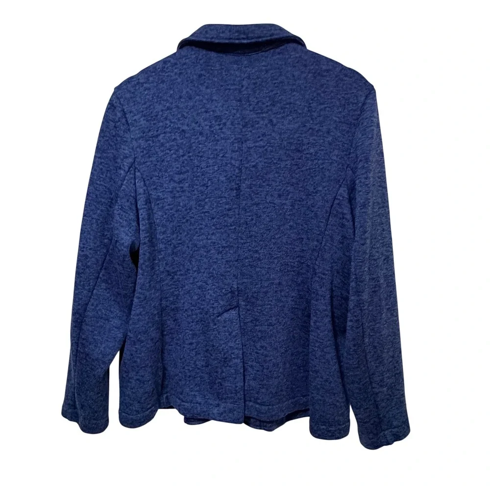 Lands End Womens XL 18 Blue Knit Blazer Single Button Marled Sweater Jacket - Picture 2 of 5